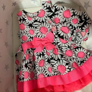 Pink toddler sunflower dress and diaper cover